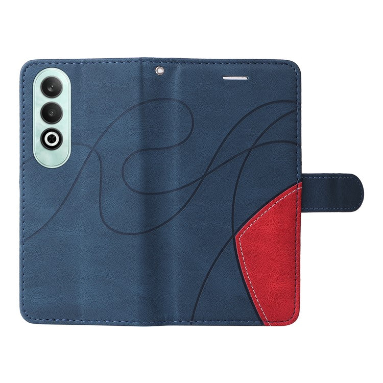 KT Leather Series-1 For OnePlus Nord CE4 5G Flip Wallet Case PU Leather Dual Color Splicing Phone Cover - Blue