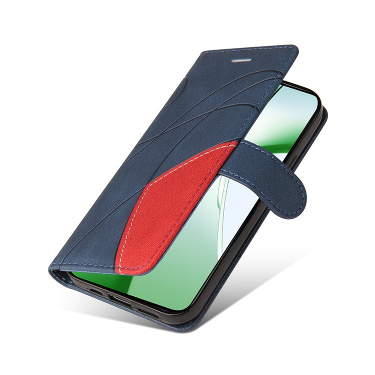 KT Leather Series-1 For OnePlus Nord CE4 5G Flip Wallet Case PU Leather Dual Color Splicing Phone Cover - Blue