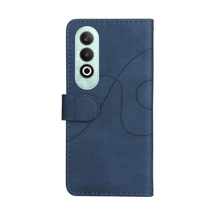 KT Leather Series-1 For OnePlus Nord CE4 5G Flip Wallet Case PU Leather Dual Color Splicing Phone Cover - Blue