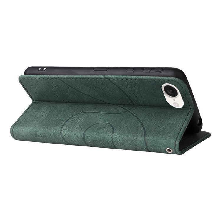 For iPhone 16e Leather Case Wallet Stand Color Splicing Phone Cover - Green