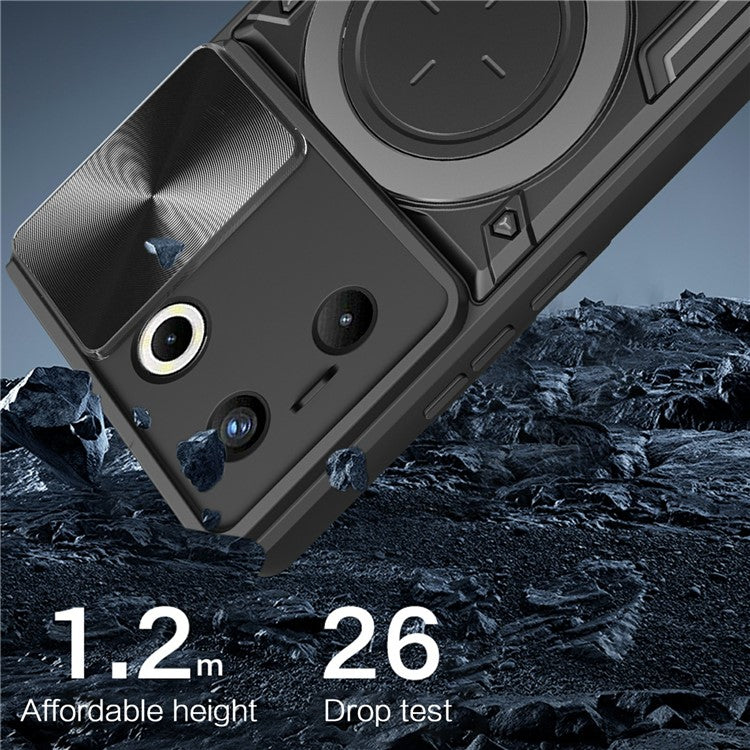 For TECNO Camon 20 Pro 5G Case Rotating Kickstand TPU+PC Phone Cover Slide Lens Protection - Silver