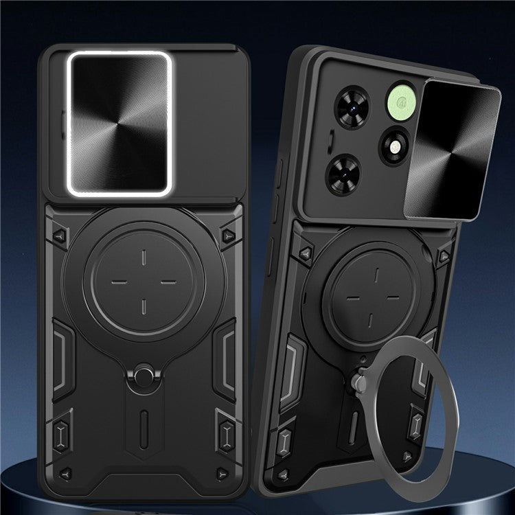 For TECNO Spark Go 2024 4G / Spark 20 / Spark 20C / Pop 8 Case Kickstand Cover (With Flash Light Hole) - Black