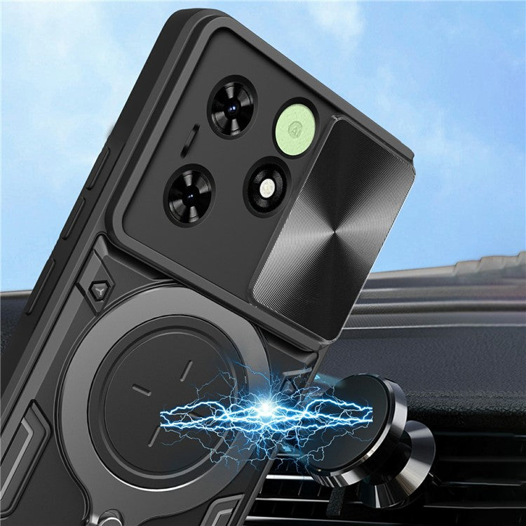 For TECNO Spark Go 2024 4G / Spark 20 / Spark 20C / Pop 8 Case Kickstand Cover (With Flash Light Hole) - Black