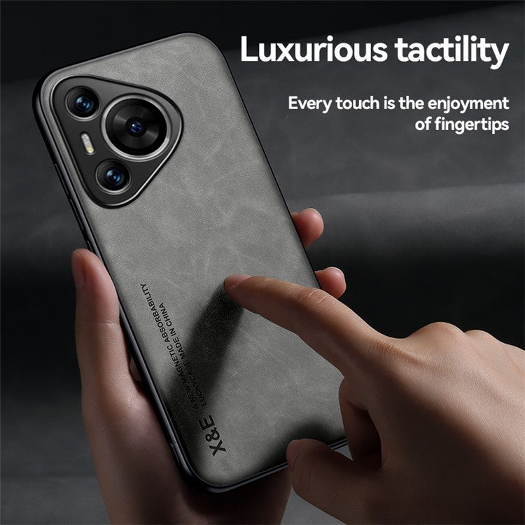 X&E For Huawei Pura 70 Case Skin-Touch Slim Phone Cover Support Magnetic Car Mount - Dark Grey