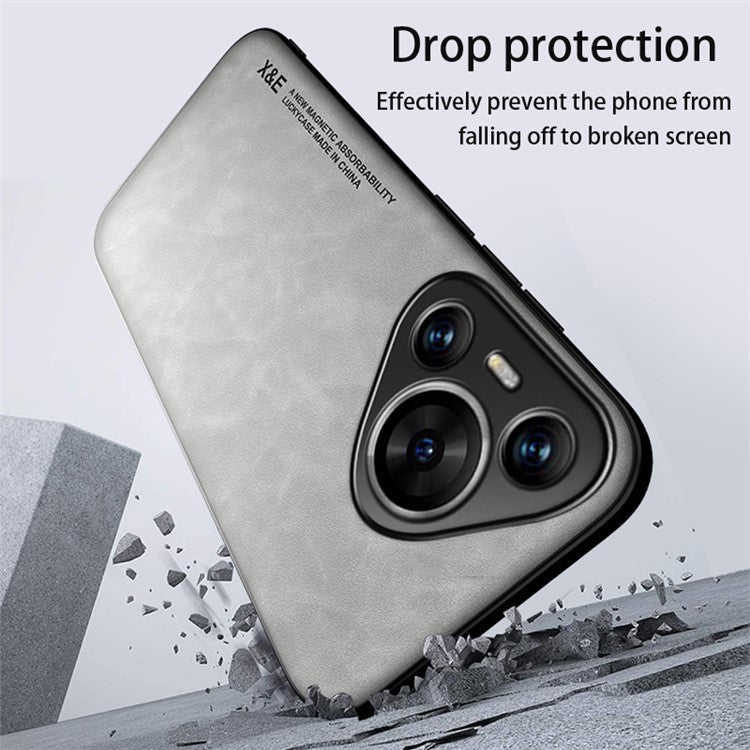 X&E For Huawei Pura 70 Case Skin-Touch Slim Phone Cover Support Magnetic Car Mount - Dark Grey