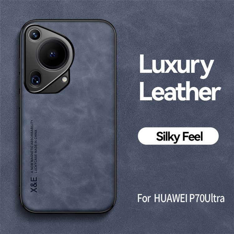 X&E For Huawei Pura 70 Ultra Case Leather+PC+TPU Phone Cover Used with Car Magnetic Mount - Blue