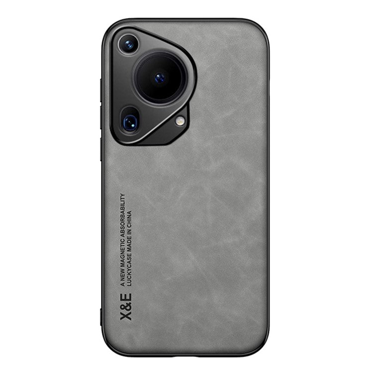 X&E For Huawei Pura 70 Ultra Case Leather+PC+TPU Phone Cover Used with Car Magnetic Mount - Light Grey