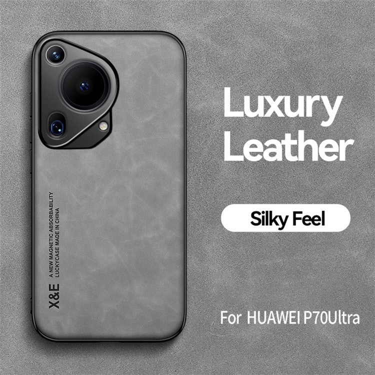 X&E For Huawei Pura 70 Ultra Case Leather+PC+TPU Phone Cover Used with Car Magnetic Mount - Light Grey