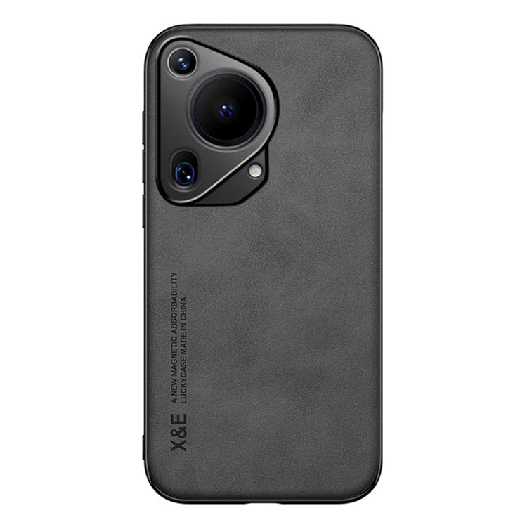 X&E For Huawei Pura 70 Ultra Case Leather+PC+TPU Phone Cover Used with Car Magnetic Mount - Dark Grey