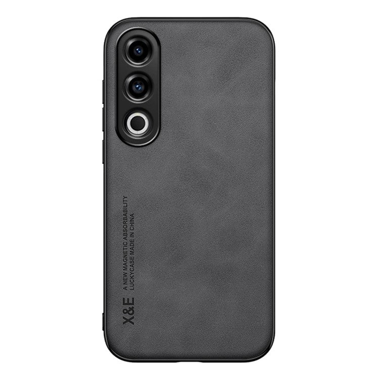 X&E For OnePlus Ace 3V 5G Case Leather+TPU+PC Magnetic Car Mount Phone Cover - Dark Grey