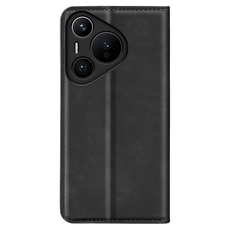 For Huawei Pura 70 Case PU Leather Wallet Folio Flip Phone Cover - Black