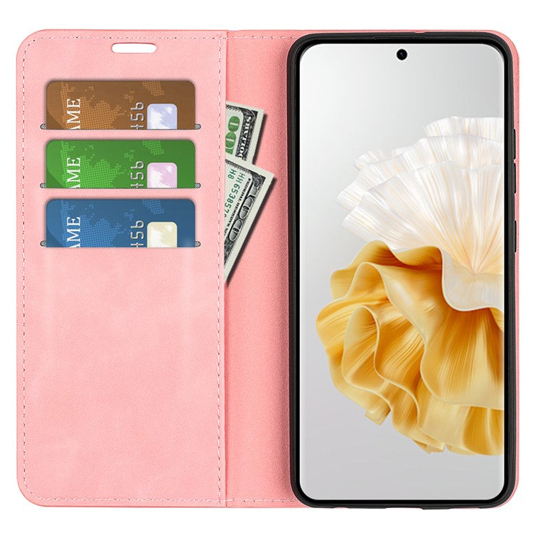 For Huawei Pura 70 Case PU Leather Wallet Folio Flip Phone Cover - Pink