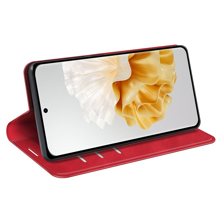 For Huawei Pura 70 Case PU Leather Wallet Folio Flip Phone Cover - Red