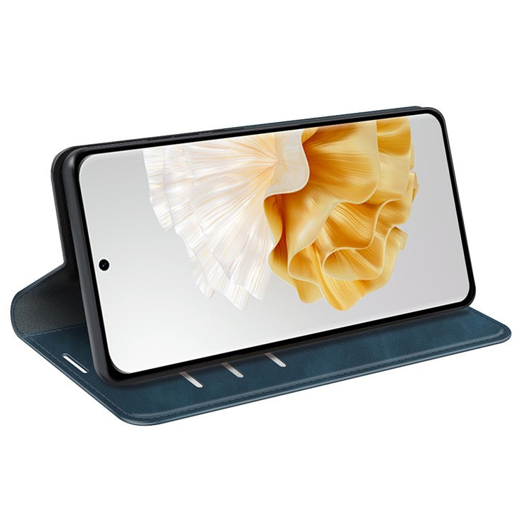 For Huawei Pura 70 Case PU Leather Wallet Folio Flip Phone Cover - Blue