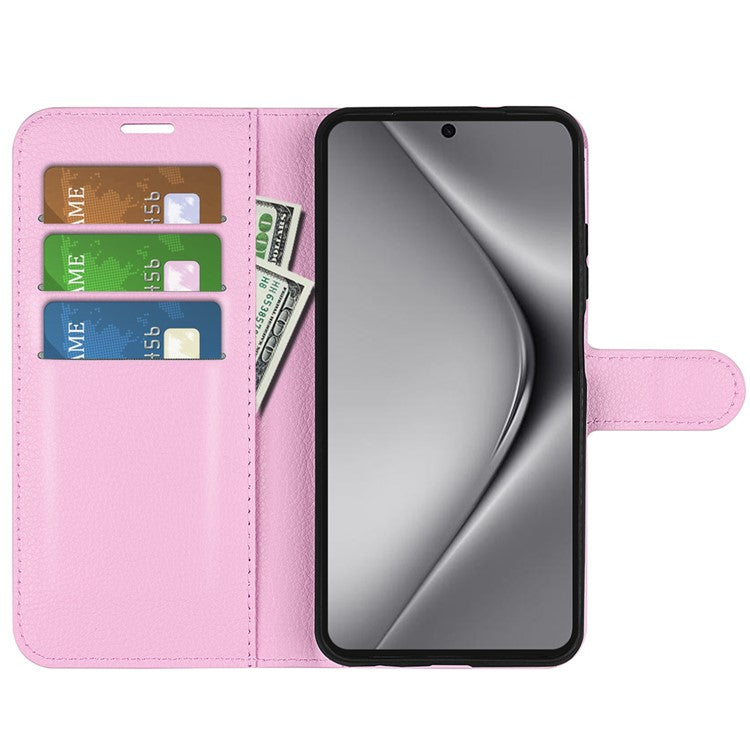 For Huawei Pura 70 Ultra Case Litchi Texture Leather Folio Flip Wallet Phone Cover - Pink