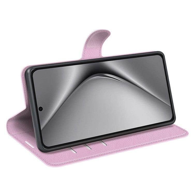 For Huawei Pura 70 Ultra Case Litchi Texture Leather Folio Flip Wallet Phone Cover - Pink
