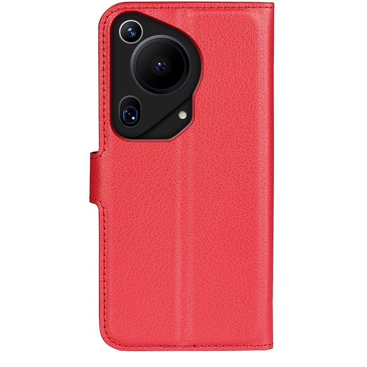 For Huawei Pura 70 Ultra Case Litchi Texture Leather Folio Flip Wallet Phone Cover - Red
