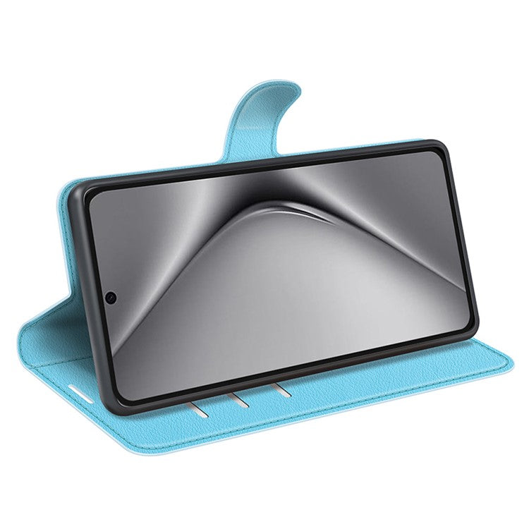 For Huawei Pura 70 Ultra Case Litchi Texture Leather Folio Flip Wallet Phone Cover - Blue