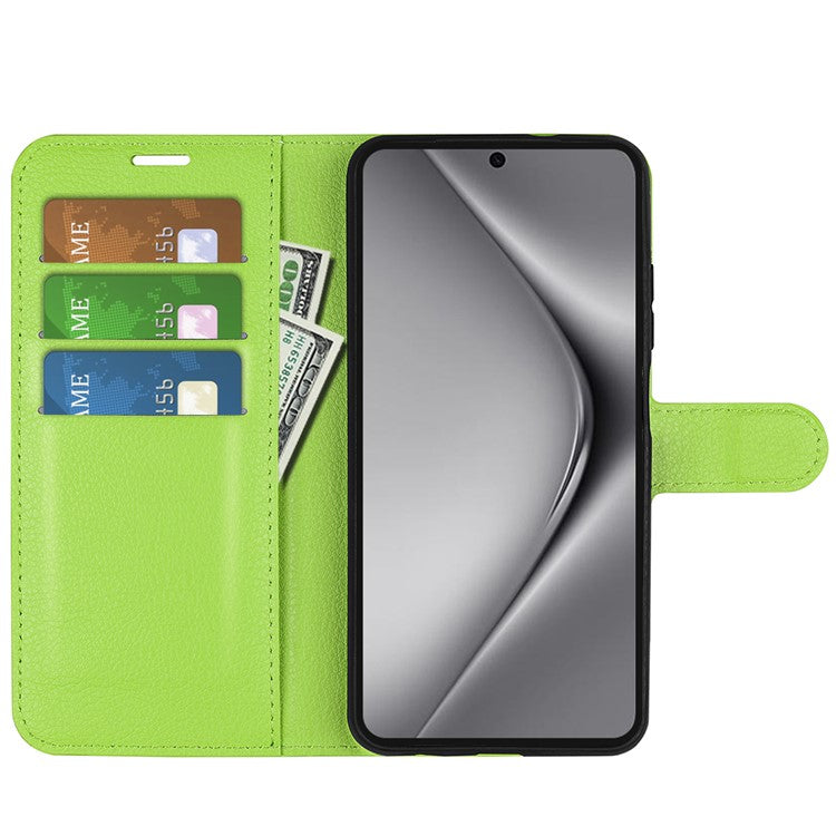 For Huawei Pura 70 Ultra Case Litchi Texture Leather Folio Flip Wallet Phone Cover - Green