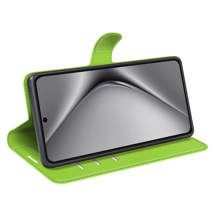 For Huawei Pura 70 Ultra Case Litchi Texture Leather Folio Flip Wallet Phone Cover - Green