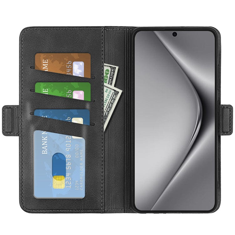 For Huawei Pura 70 Ultra Case Calf Texture Wallet Card Slots Leather Phone Cover - Black