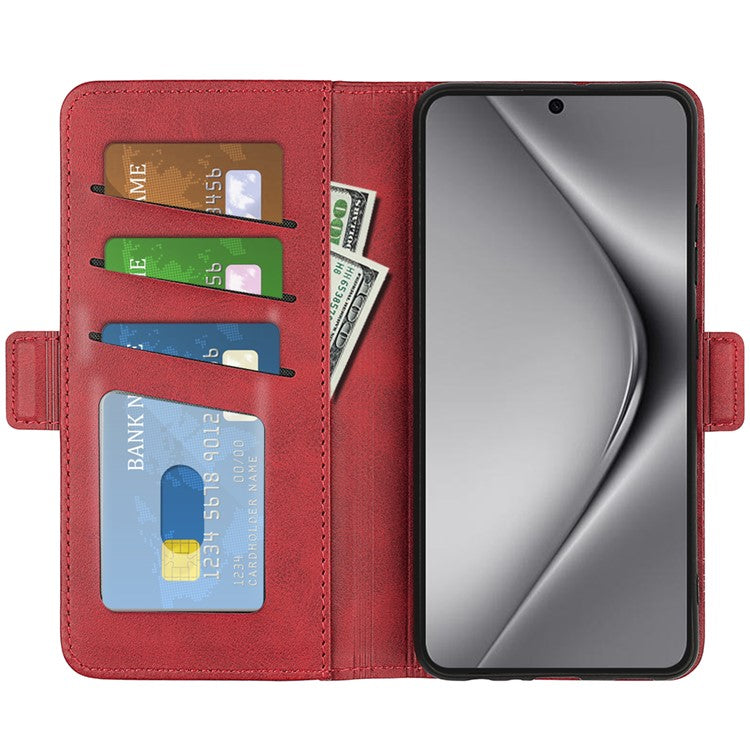 For Huawei Pura 70 Ultra Case Calf Texture Wallet Card Slots Leather Phone Cover - Red