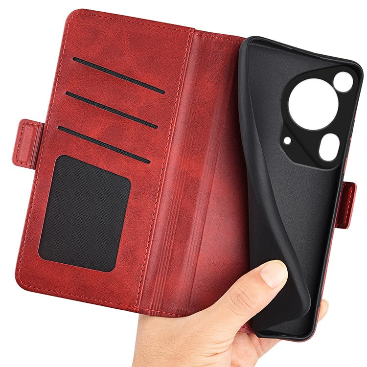 For Huawei Pura 70 Ultra Case Calf Texture Wallet Card Slots Leather Phone Cover - Red