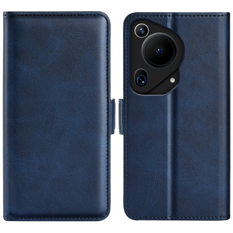 For Huawei Pura 70 Ultra Case Calf Texture Wallet Card Slots Leather Phone Cover - Blue