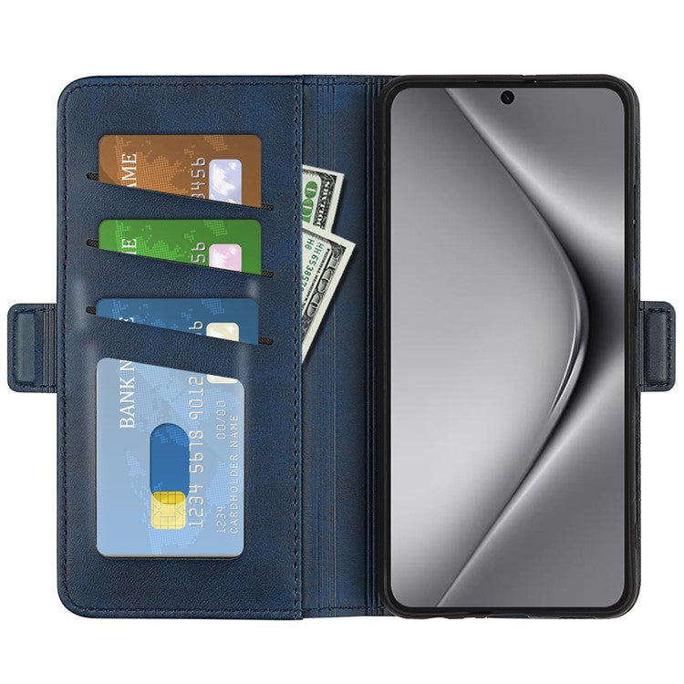 For Huawei Pura 70 Ultra Case Calf Texture Wallet Card Slots Leather Phone Cover - Blue