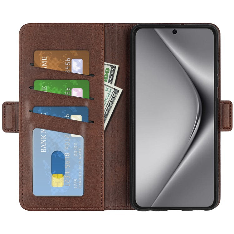 For Huawei Pura 70 Ultra Case Calf Texture Wallet Card Slots Leather Phone Cover - Brown