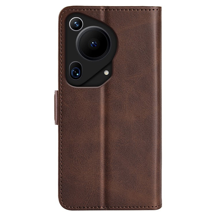 For Huawei Pura 70 Ultra Case Calf Texture Wallet Card Slots Leather Phone Cover - Brown