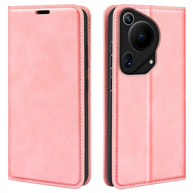 For Huawei Pura 70 Ultra Case Magnetic Absorption PU Leather Stand Phone Cover - Pink