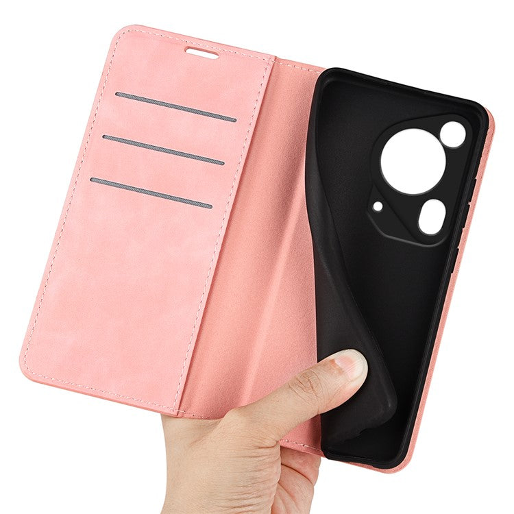 For Huawei Pura 70 Ultra Case Magnetic Absorption PU Leather Stand Phone Cover - Pink