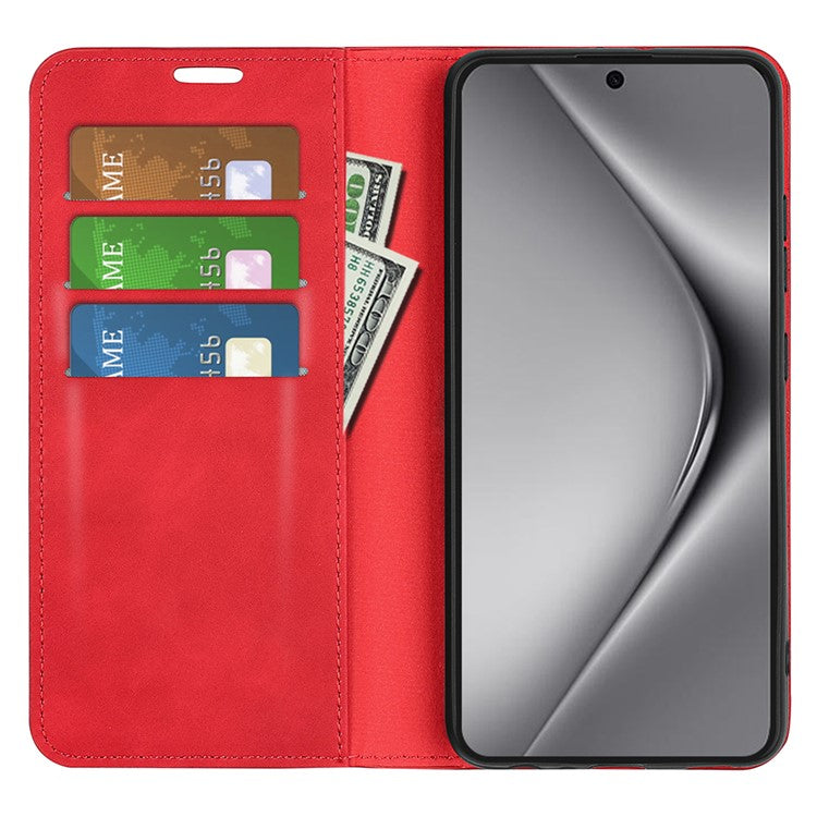 For Huawei Pura 70 Ultra Case Magnetic Absorption PU Leather Stand Phone Cover - Red