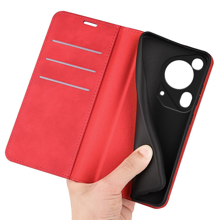 For Huawei Pura 70 Ultra Case Magnetic Absorption PU Leather Stand Phone Cover - Red