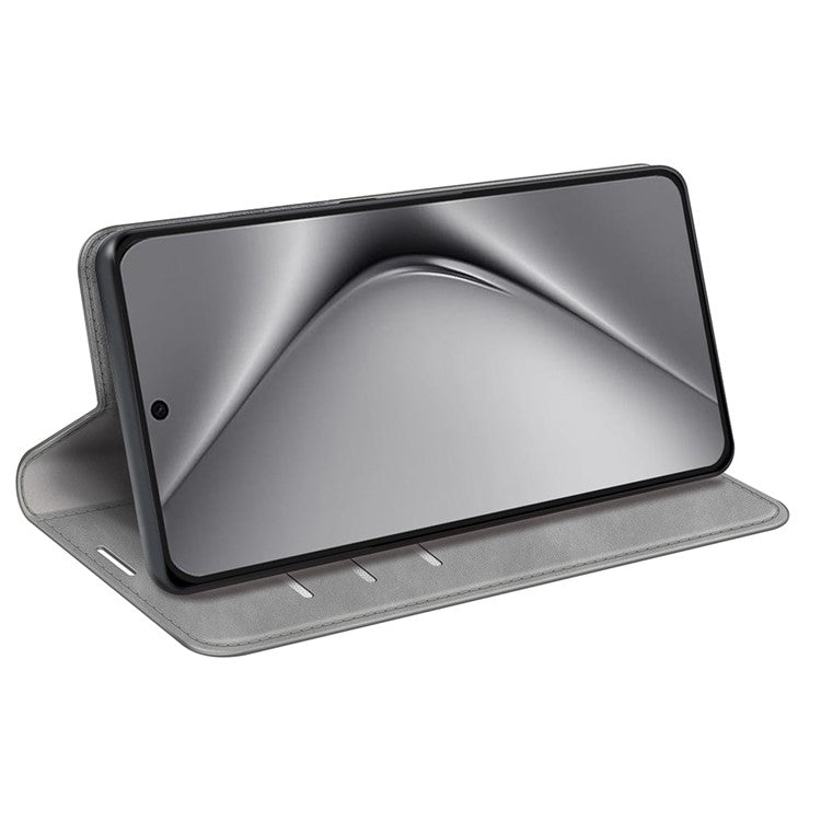For Huawei Pura 70 Ultra Case Magnetic Absorption PU Leather Stand Phone Cover - Grey