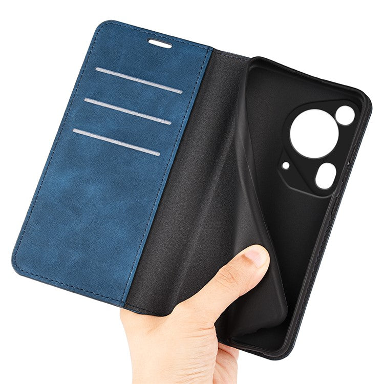 For Huawei Pura 70 Ultra Case Magnetic Absorption PU Leather Stand Phone Cover - Blue
