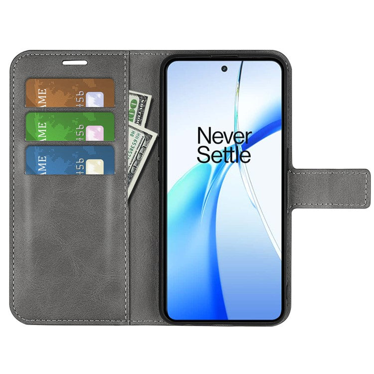 For OnePlus Ace 3V 5G Case Leather Phone Cover with Wallet Card Slots - Grey