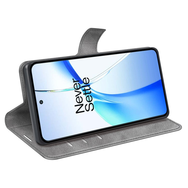 For OnePlus Ace 3V 5G Case Leather Phone Cover with Wallet Card Slots - Grey