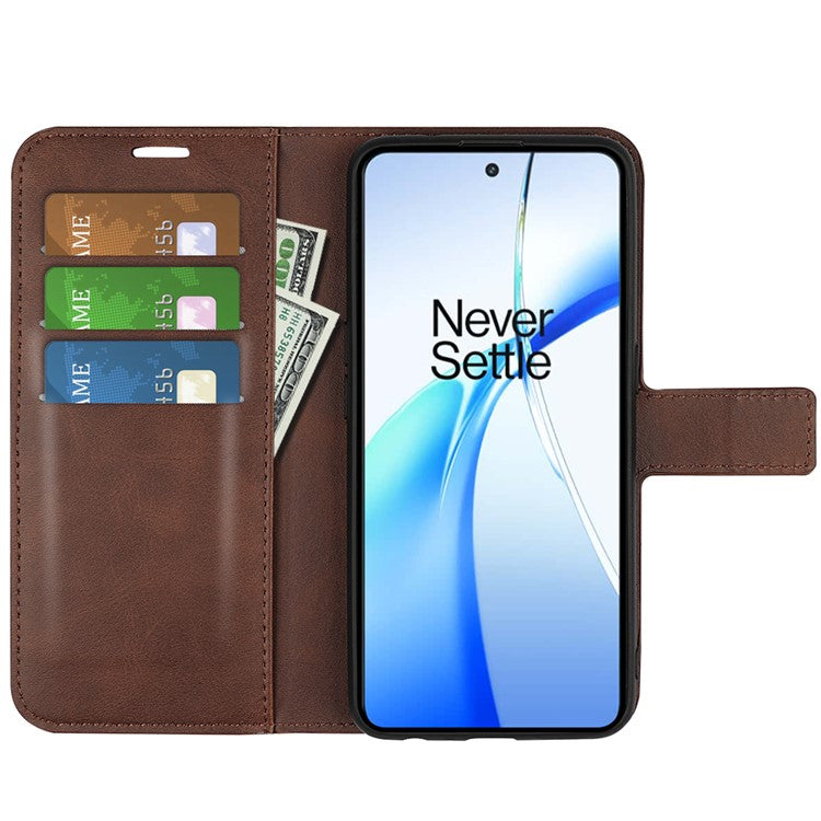 For OnePlus Ace 3V 5G Case Leather Phone Cover with Wallet Card Slots - Brown