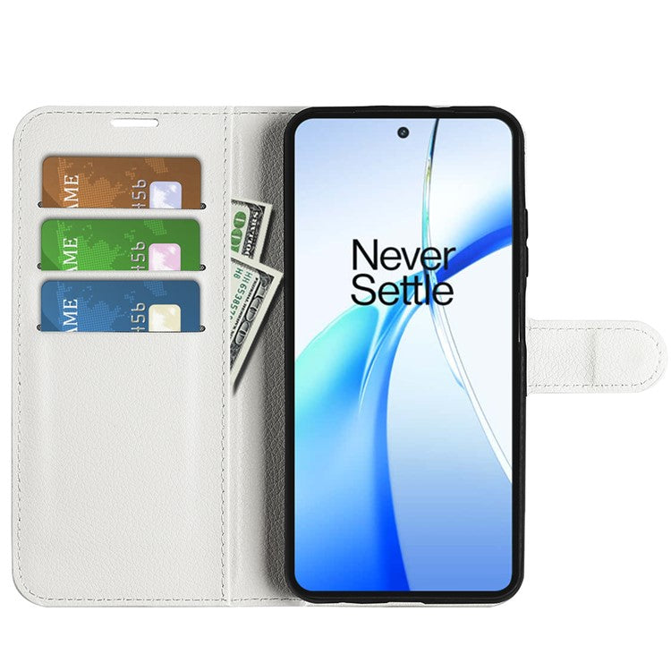 For OnePlus Ace 3V 5G Case PU Leather Litchi Texture Flip Wallet Phone Cover - White