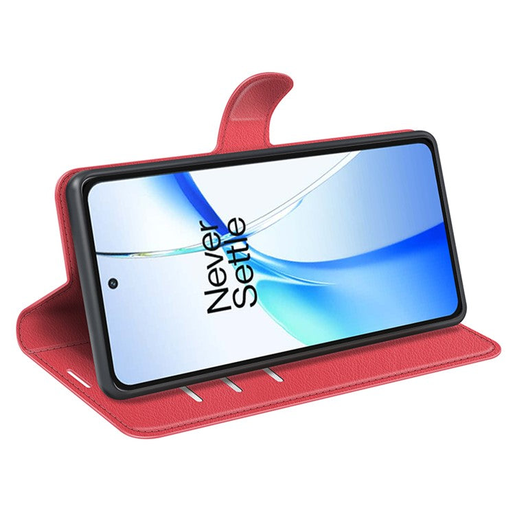 For OnePlus Ace 3V 5G Case PU Leather Litchi Texture Flip Wallet Phone Cover - Red