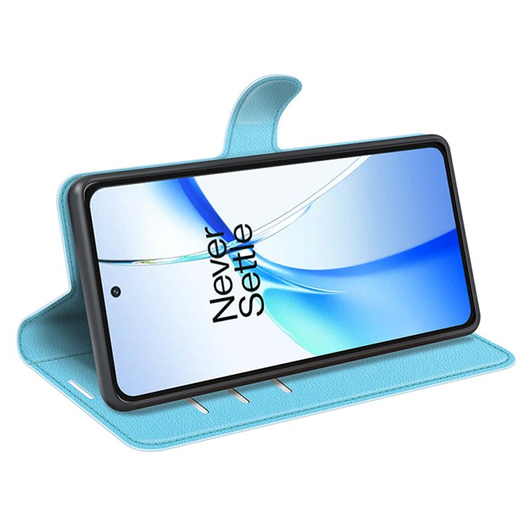 For OnePlus Ace 3V 5G Case PU Leather Litchi Texture Flip Wallet Phone Cover - Blue