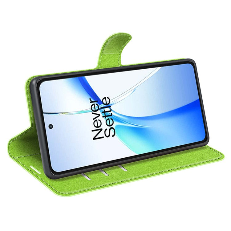 For OnePlus Ace 3V 5G Case PU Leather Litchi Texture Flip Wallet Phone Cover - Green