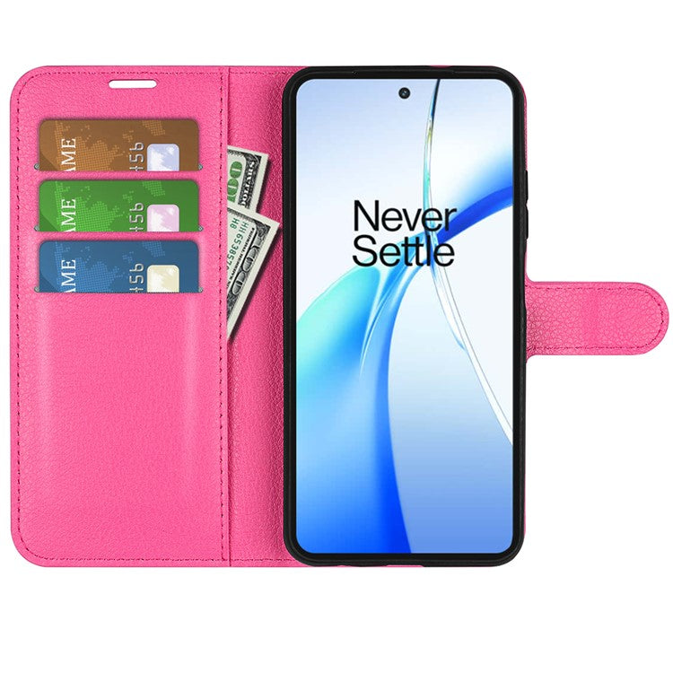 For OnePlus Ace 3V 5G Case PU Leather Litchi Texture Flip Wallet Phone Cover - Rose