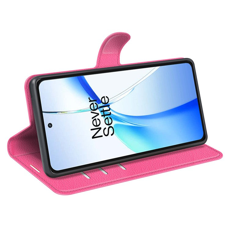 For OnePlus Ace 3V 5G Case PU Leather Litchi Texture Flip Wallet Phone Cover - Rose