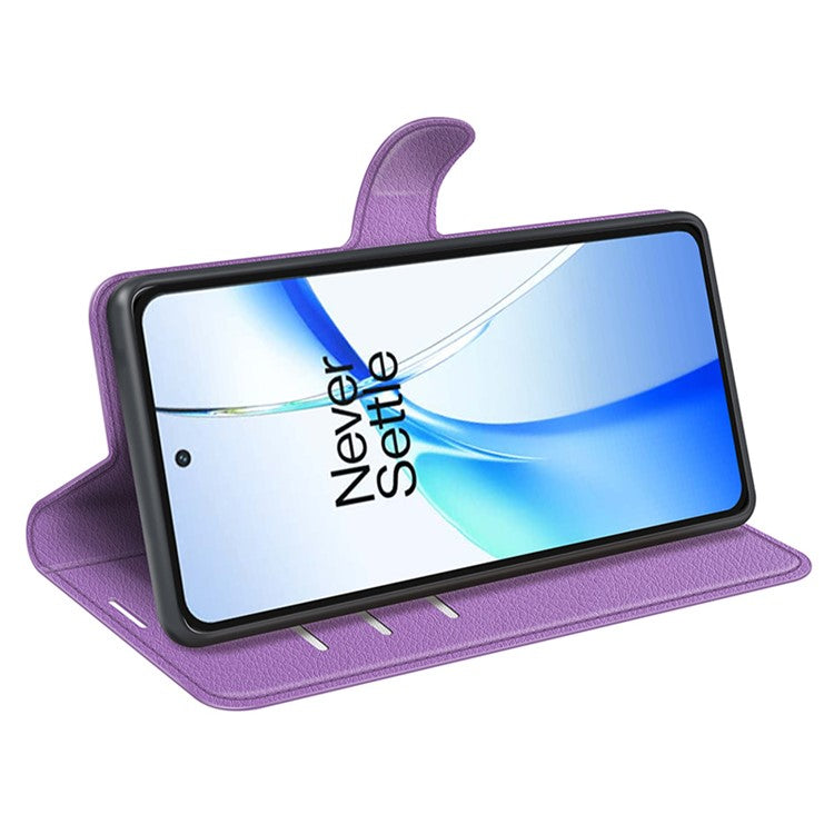 For OnePlus Ace 3V 5G Case PU Leather Litchi Texture Flip Wallet Phone Cover - Purple