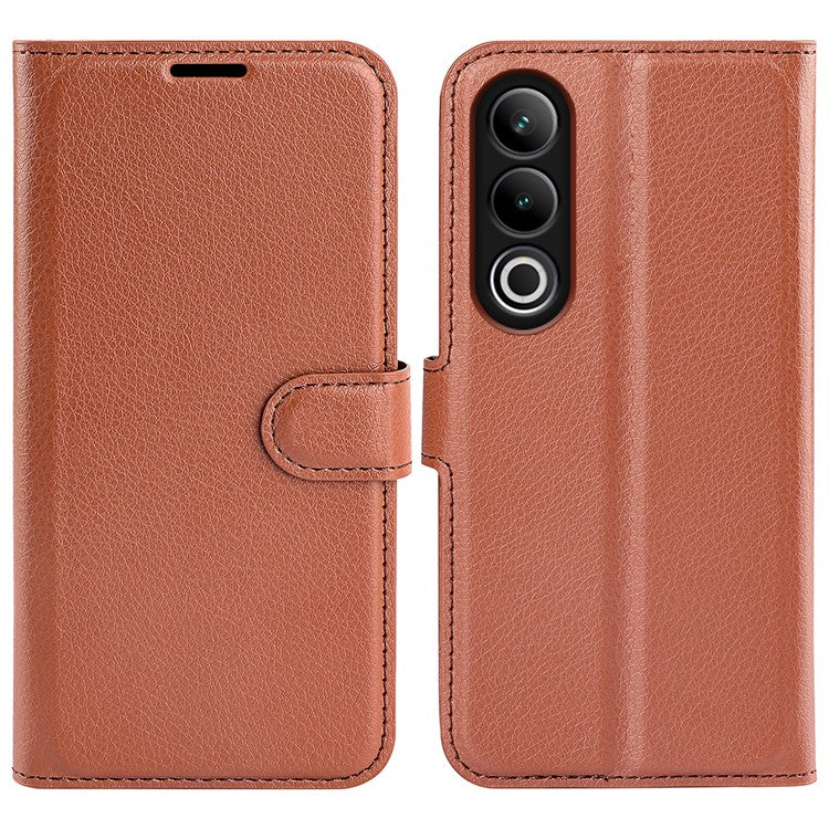 For OnePlus Ace 3V 5G Case PU Leather Litchi Texture Flip Wallet Phone Cover - Brown