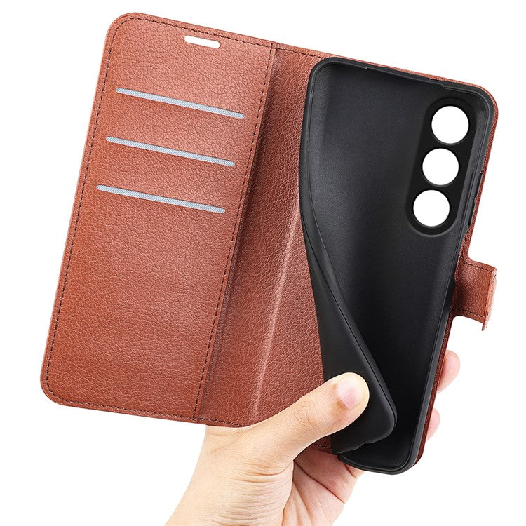 For OnePlus Ace 3V 5G Case PU Leather Litchi Texture Flip Wallet Phone Cover - Brown
