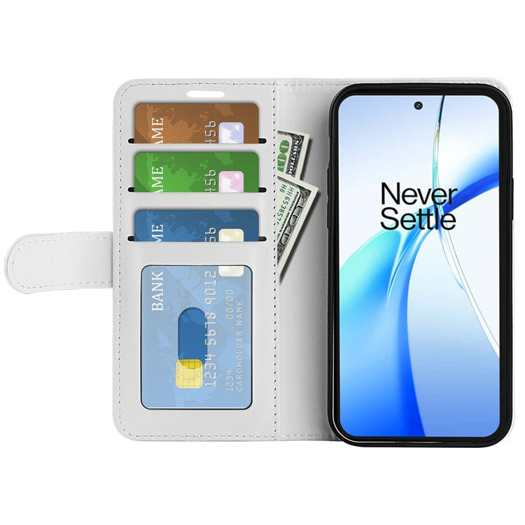 For OnePlus Ace 3V 5G Leather Case Wallet Crazy Horse Texture Folio Flip Phone Cover - White